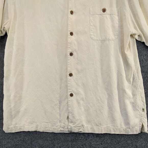 Island Shores Men's Washable Silk Button Up Shirt Cream XL Short Sleeve Pocket - Picture 4 of 16